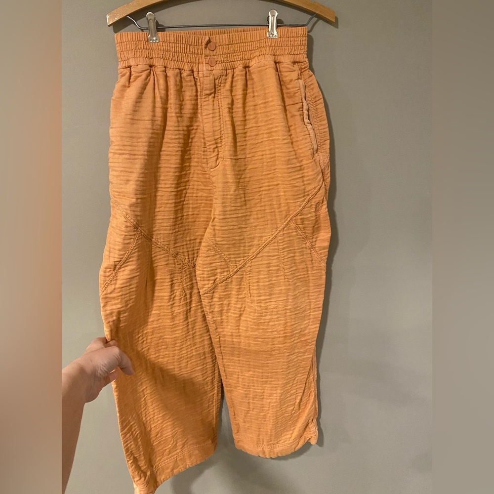 Free People Crepe Cotton Wide Leg Ankle Pants, XS
